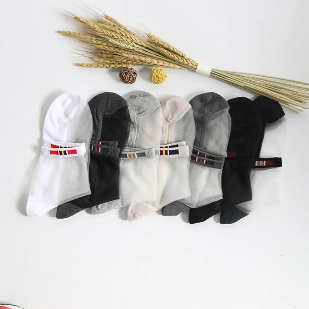 

2019 New Sexy Lace Mesh Fishnet Socks Mixed Fiber Transparent Stretch Elasticity Ankle Net Yarn Thin Men Cool Socks Hot Sale