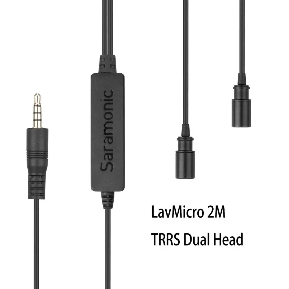 Saramonic LavMicro+ DC качество вещания петличный микрофон с контролем и входным управлением для компьютера тип-c IOS смартфон камера - Цвет: LavMicro 2M