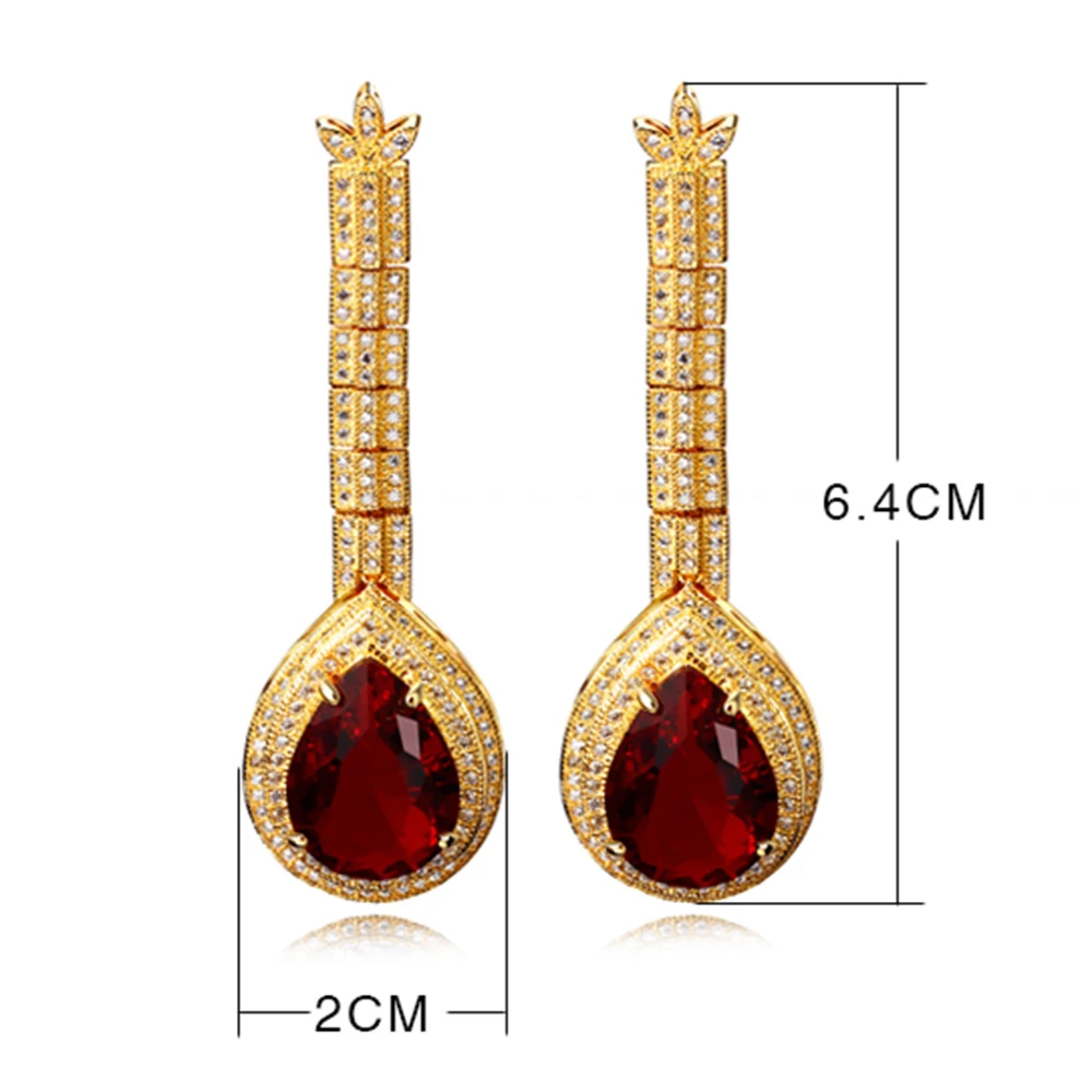Big waterdrop earrings for wedding party luxury color jewelry jewellery white Green Black Red and Gold colors large drop earring