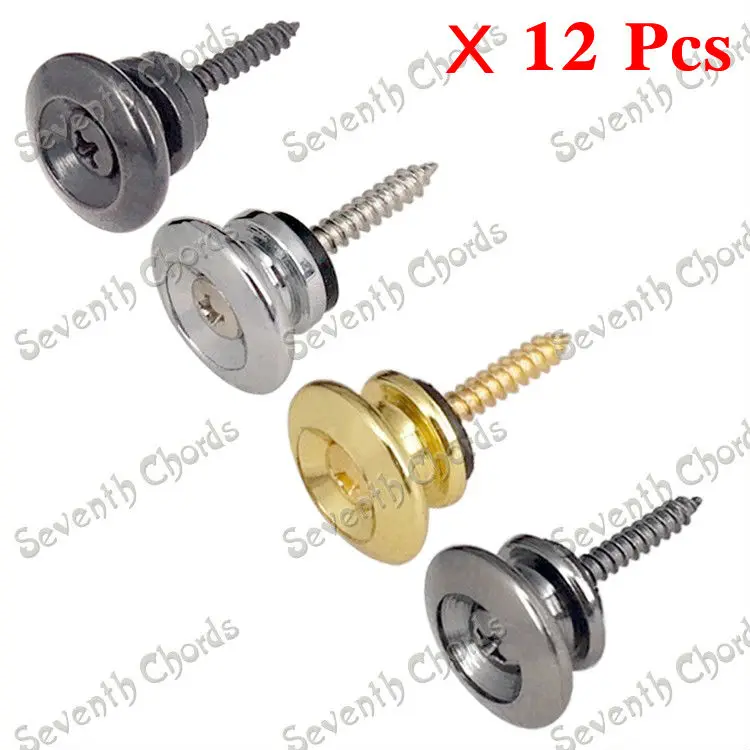

12 Pcs Umbrella Shape 4 Colors Strap Button Strap End Metal Lock Pin Peg for Bass Guitar Ukulele