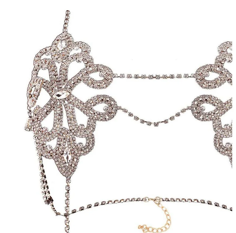 Высококлассные дизайн леди кристалл боди цепи ожерелье женщин сексуальный горный хрусталь бюстгальтер украшения с кристаллами Halskette
