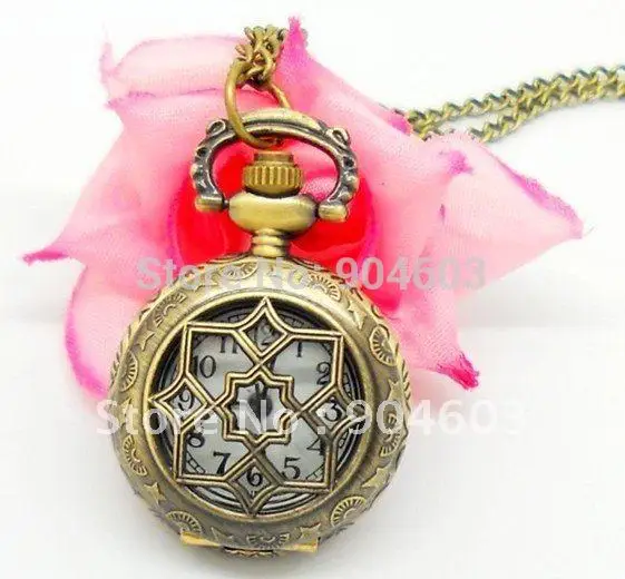 

(3029) 12pcs/lot Victorian Style Antique Bronze Quartz Pocket Watch Necklace Pendant size 27mm
