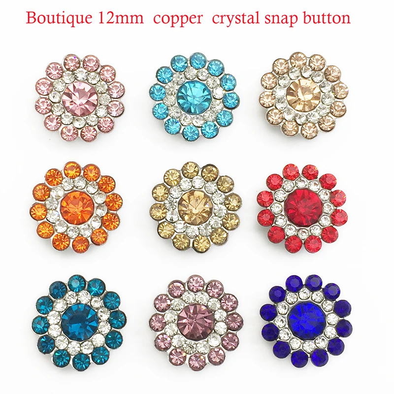 NEW Boutique Birthstone constellation copper crystal 12mm snap button flower MS538