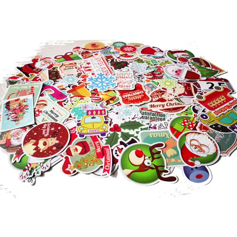 25 Tema di natale Adesivi Del Computer Valigia frigorifero di Skateboard Auto Moto Impermeabile autoadesivo Rifornimenti Del Partito di Festa