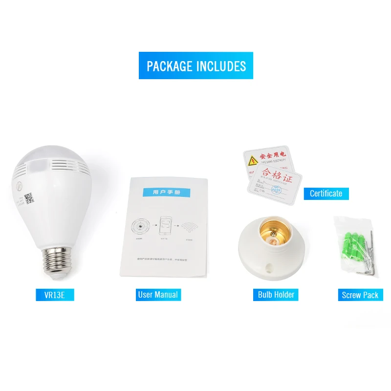 960P HD Bulb Light Wireless IP Camera 