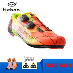 TIEBAO углеродное волокно велосипедная обувь дышащие ультралегкий, дорожный велосипед самоблокировка велосипедная обувь спортивные