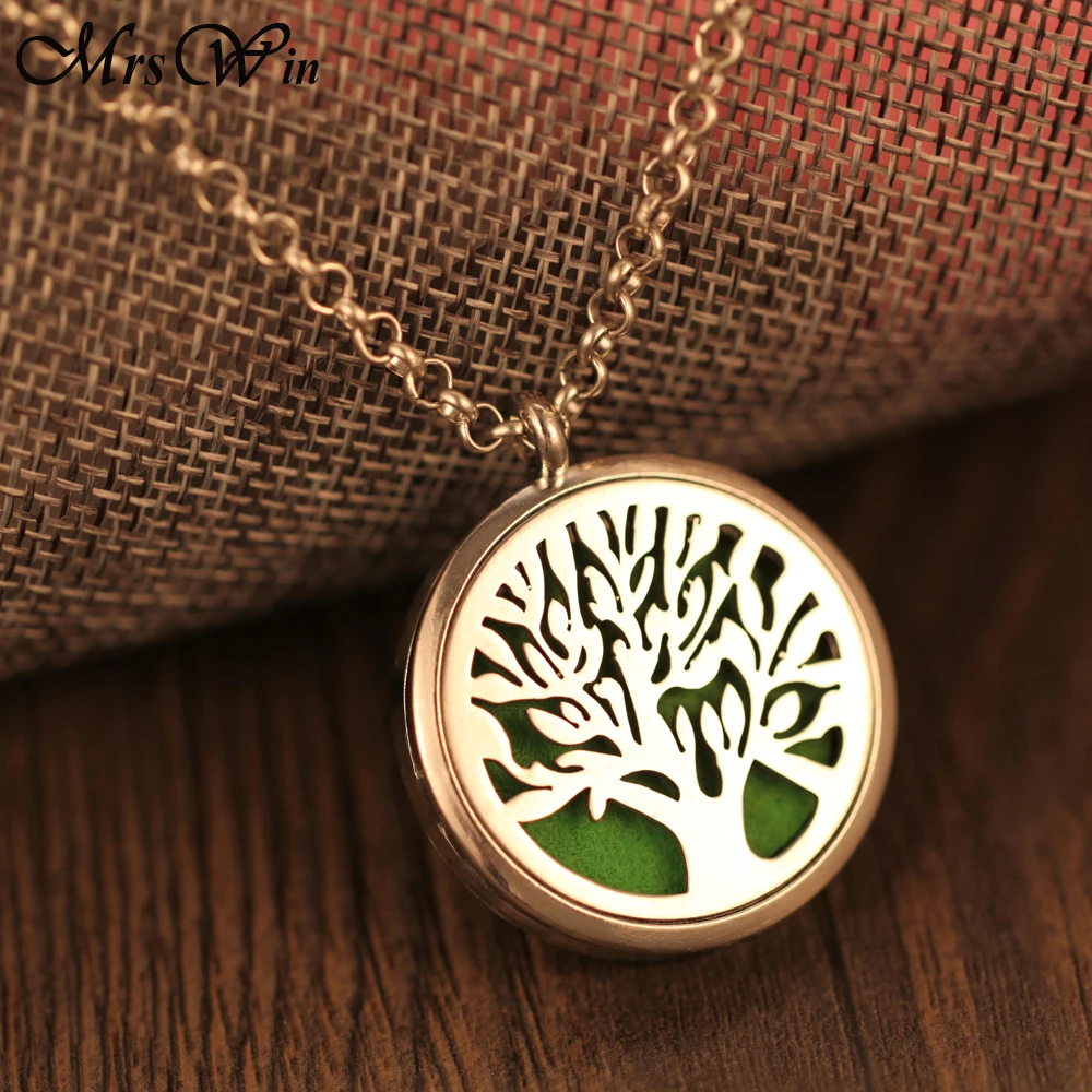 

New Tree of Life Aroma Diffuser Necklace Open Antique Lockets Pendant Perfume Essential Oil Aromatherapy Necklace Christmas Gift