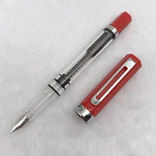 Серебристая перьевая ручка с выемкой на зажиме, красная перьевая ручка, 1 шт., прозрачные пластиковые чернильные ручки для студентов, 0,5 мм, 0,38 для выбора, школьные канцелярские принадлежности