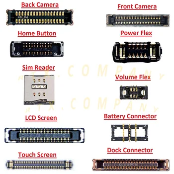

10pcs/lot For IPhone 6Plus 6P Home Volume Power Rear Camera LCD Touch Sim Reader Charger FPC Connector Logicboard Connector Kit