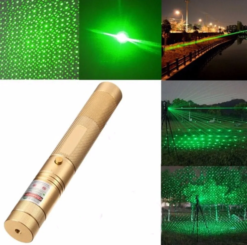 

High Quality Promotion Golden 303 Laser Pointer High Power Green Laser Pointer Pen Lazer Burning Match Torch Range to 10000m