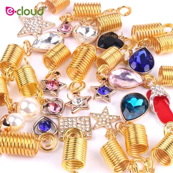 

Gloden Color Hair Braid Dreadlock Beads metal spring tube ring Rings Link Adjustable Hair Braids Cuff Clip Hole Styling Tool
