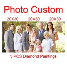 Пользовательские фото! 3D 3 шт. комбинированная Алмазная вышивка, вышивка крестиком, полная алмазная живопись, украшение дома, рождественский подарок GT
