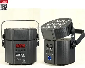 

6pcs/lot flightcase Wireless DMX Battery LED Par Can 9pcs LEDS Lamp 6IN1 RGBWA UV Stage Lighting Disco Par Light Uplight