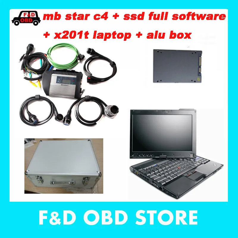 

Super quality MB STAR C4 + Laptop X201t with 2019.05 full software SSD OBD 2 Scanner in alu box ForMercedBen obd2 Car diagnostic