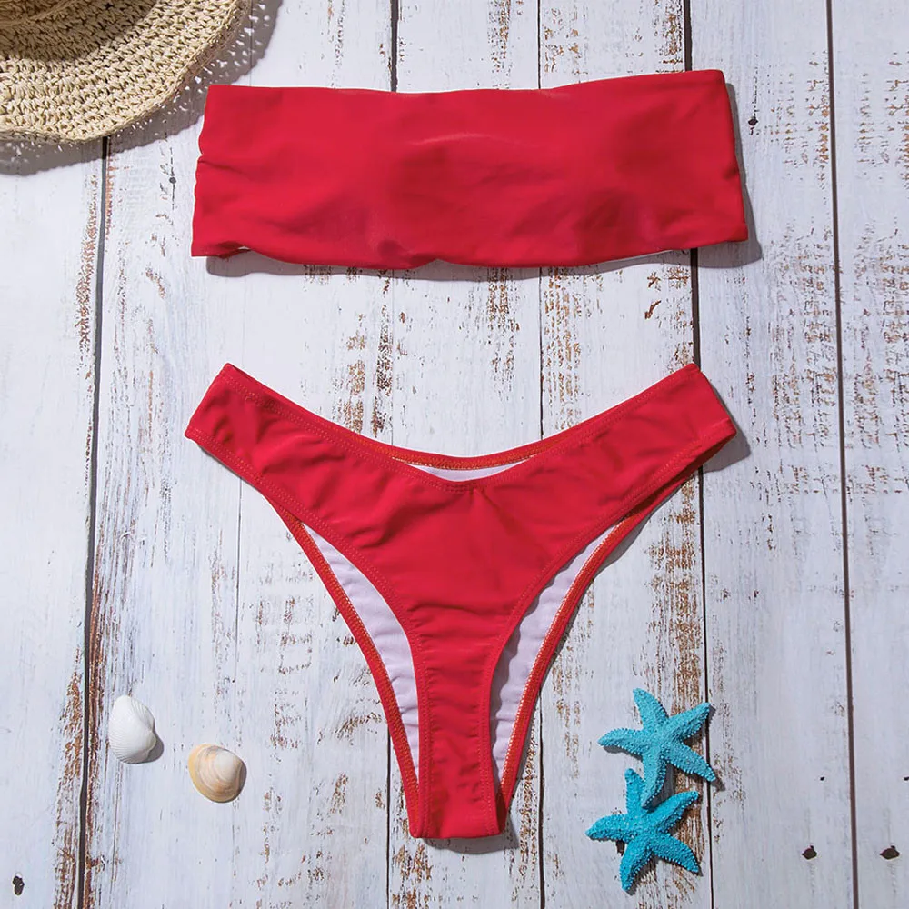 Женский купальник с открытыми плечами сексуальный комплект бикини для женщин