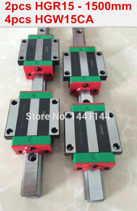 HGR15 HIWIN linear rail: 2pcs 100% original HIWIN rail HGR15 - 1500mm rail  + 4pcs HGW15CA blocks for cnc router