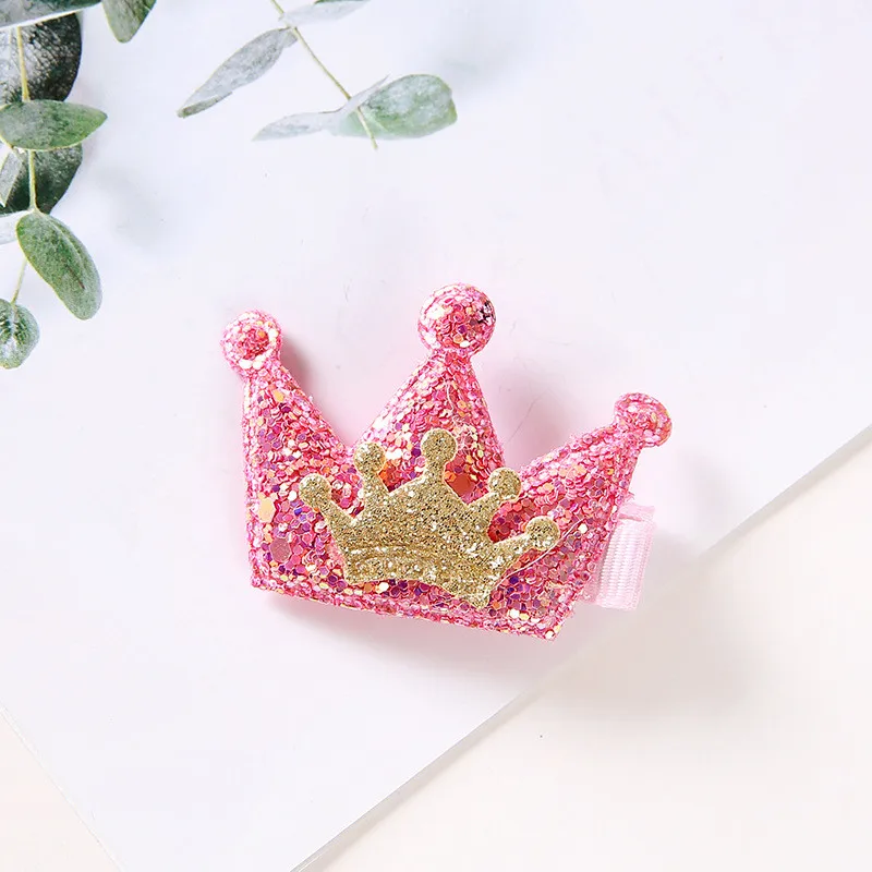 1PCS Fashion Baby Hair Clips For girls Barrette Star Heart Shape Crown Hair Clip Children Hairpin Kids Hairclip For Girl - Цвет: Crown (Rose red)