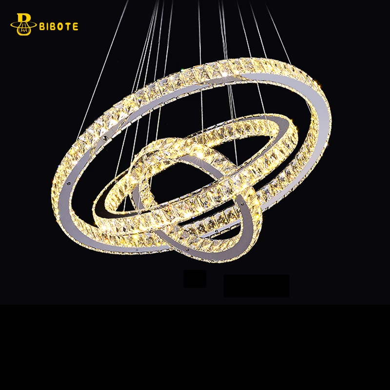  Modern LED Crystal Ring Chandelier Lighting Stainless Steel Chandeliers Ceiling For Living Room Bed - 32822009442