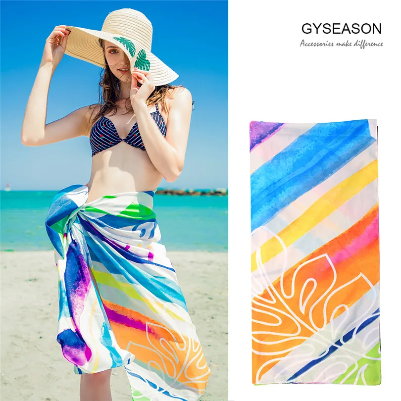 

2017 Summer Beach Pareo For Women Scarf Sarong Original Designer 175*115cm Bandana Wrap Shawl Female Bikini Swimsuit Cover Up