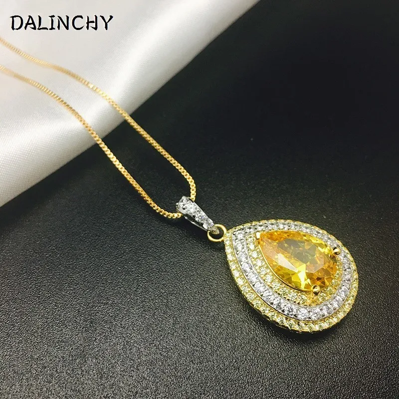 2018 New Vintage Hollow Gold Water Drop Pendant Necklace For Women Inlay AAA Zirconia 925 Silver Chain Palace Luxurious Jewelry Fashion Jewelry