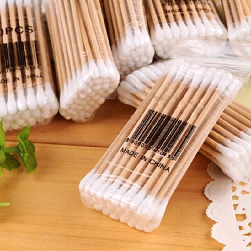 

1Bag Baby Care Cleaning Makeup Remover Tip Wood Tools Outdoor Emergency Medical Wound Care Dressing Double Head Cotton Swab