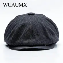 Wuaumx утепленные Зимние ушанки газетчик шапки Для мужчин Теплые; больших размеров бархат восьмиугольная шляпа мужской детектив Шапки художник шапки, шапка мужская, кепка газетчика, кепка восьмиклинка