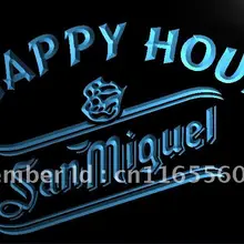 LA654-Сан Мигель пиво «Happy Hour» бар светодиодный неоновый свет вывеска домашний декор ремесла