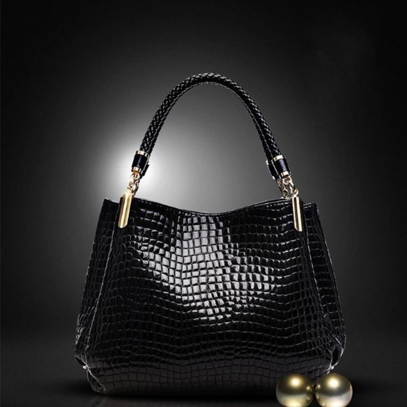 

Patent Leather Women Bag Alligator women Shoulder bag Luxury Handbags Women Bags Designer 2019 Fashion