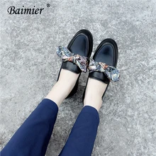 Baimier Черный подлинный кожаный бант Туфли-оксфорды Для женщин ретро Стиль круглый Для женщин оксфорды Повседневное обувь без застежек, на плоской подошве, женская обувь