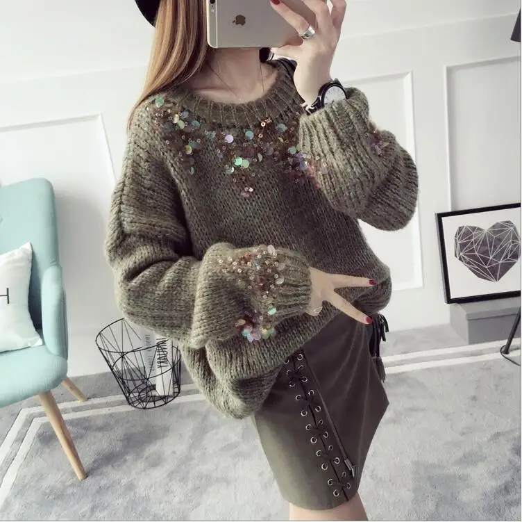 Goedkoop 2018 Nieuwe Stijl O Hals Vrouwen Trui Vrouwelijke Trui Mode Herfst Winter Warm Casual Losse Gebreide Tops