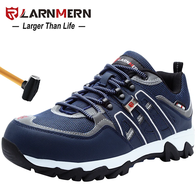 LARNMERN Men Steel Toe Safety Shoes SRC Non-slip Working Security Protection Footwear Breathable Durable Hiking Sneaker