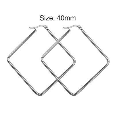 YUKAM простые большие квадратные серьги-кольца для женщин, серебряные Длинные геометрические креольские серьги из нержавеющей стали большого размера, ювелирные изделия - Окраска металла: Silver 40mm