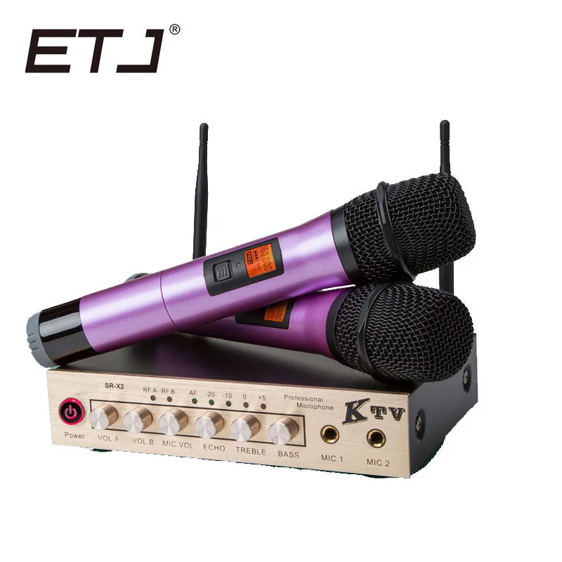 

ETJ Brand Professional Karaoke Wireless Microphone With Audio Console UHF Double Handheld Transmitter Dual Microphones C-800