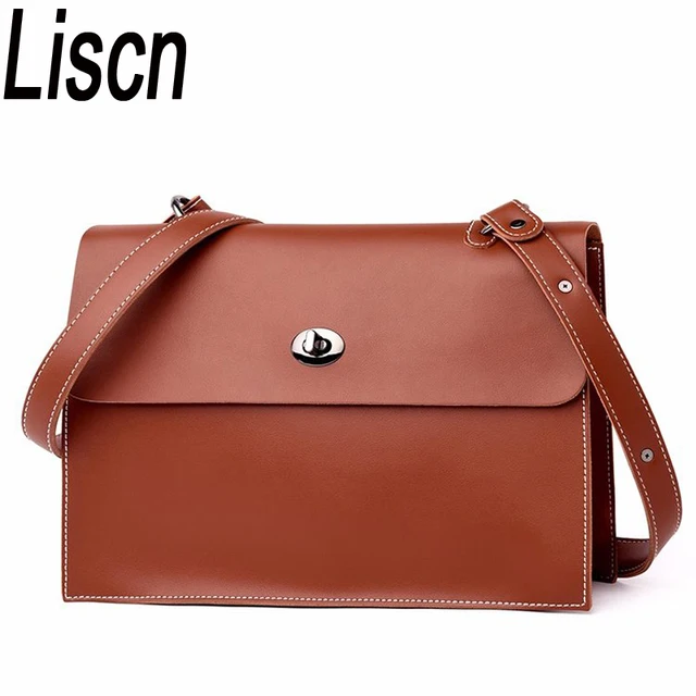 korean wax pu leather briefcase bag women simple chic big evenlope
