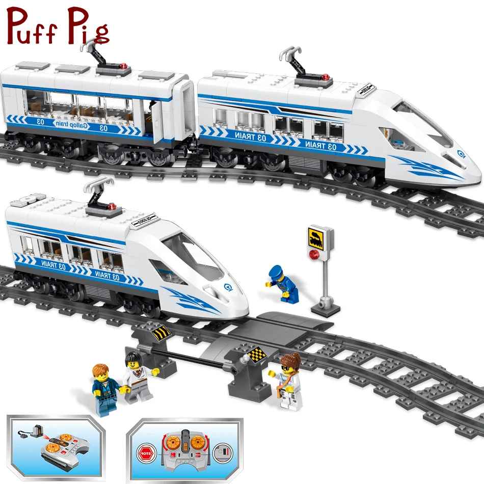 

583PCS High-Speed Rails Train Transport Building Blocks Juguetes legorreta City Architecture Construction Toys For Children