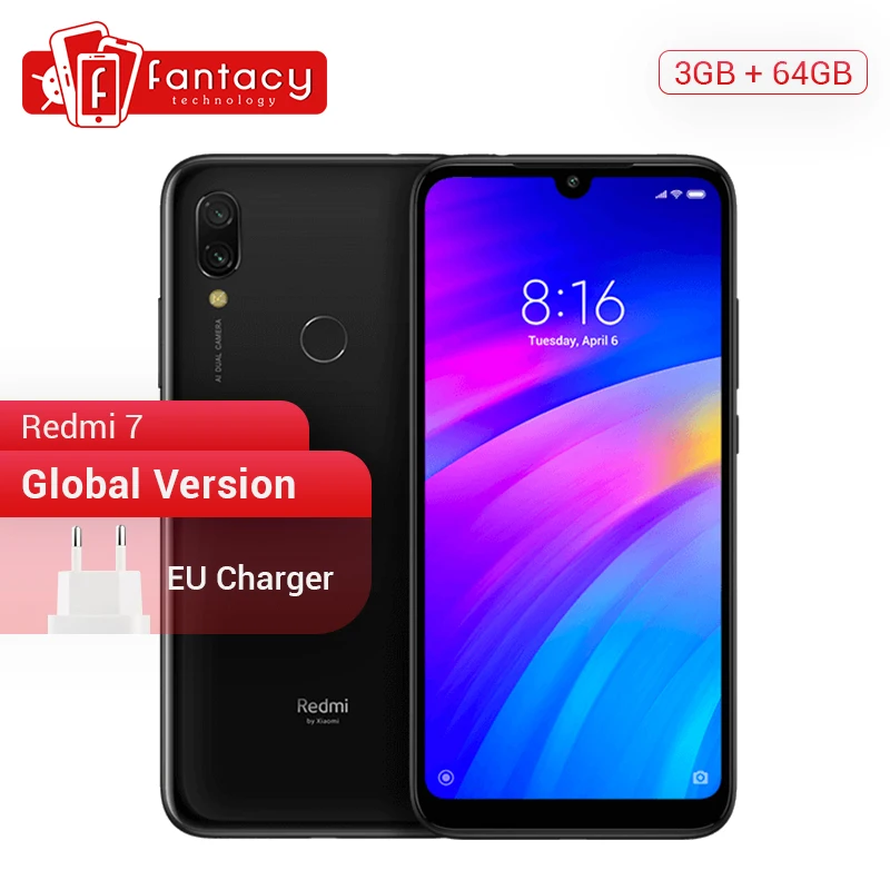 

Global Version Xiaomi Redmi 7 3GB RAM 64GB ROM Snapdragon 632 Octa Core 12MP Dual AI Camera Mobile Phone 4000mAh Large Battery