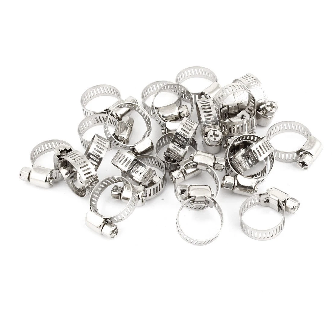 

25 Pcs Stainless Steel Band Worm Gear Hose Clamp 13-19mm