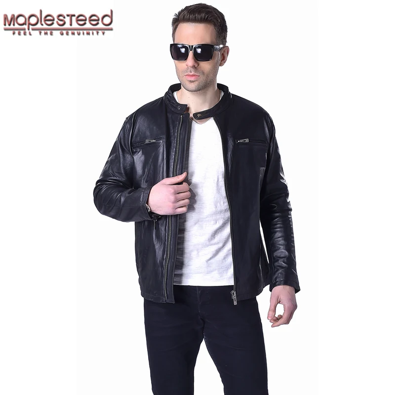 Factory Genuine Sheepskin Jackets Men Leather Jacket Soft Thin Black Bomber Men's Leather Jacket Mens Leather Coat Autumn ZH047