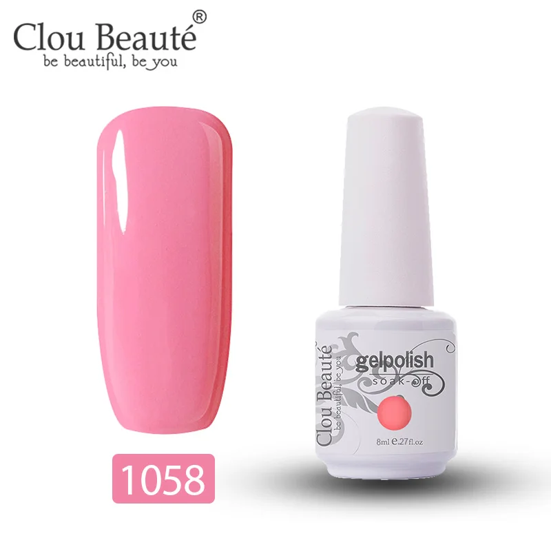 Clou Beaute Гель-лак 8 мл Полупостоянный УФ светодиодный лак для ногтей замачиваемый Белый Гель-лак для ногтей базовое верхнее покрытие дизайн ногтей - Цвет: 1058