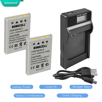 

bonacell 1.5Ah EN-EL5 EN EL5 for Nikon Replacement Battery + LCD Charger Coolpix P500 P510 P520 P530 P4 P80 P90 P100 P500,