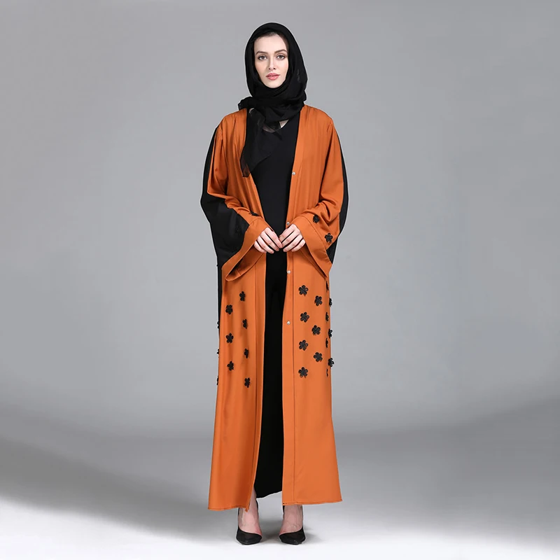 

Casual Muslim Abaya Long Robes Ramadan Middle East Islamic Prayer Clothing Appliques Cardigan Maxi Dress Tunic Kimono Sashes