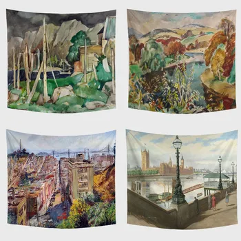 

Retro Building Tapestries Wall Hanging Sandy Yoga Picnic Camping Tent Travel Mattress House Decor Throw Rug Blankets Beach Towel