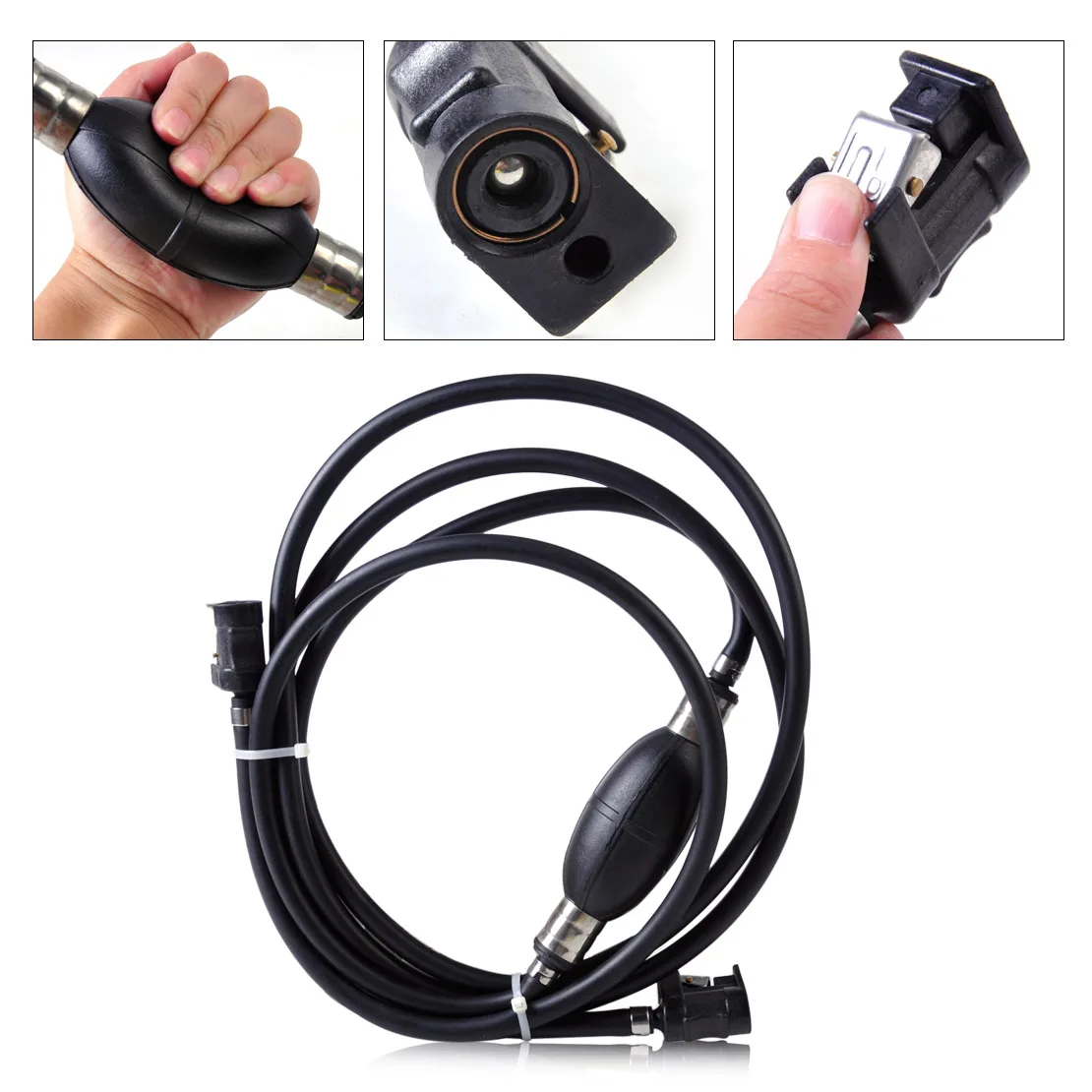 DWCX Motor 6mm Black Fuel Line Hose Boat Primer Bulb Kit Assembly Outboard Tank Connectors for