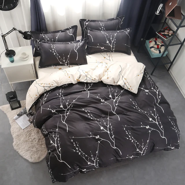 Best Price New Arrival White Tree Branch Print on Black Duvet Cover Set Twin Full Queen King Size Bedding Set Best Price New Arrival White Tree Branch Print on Black Duvet Cover Set Twin Full Queen King Size Bedding Set