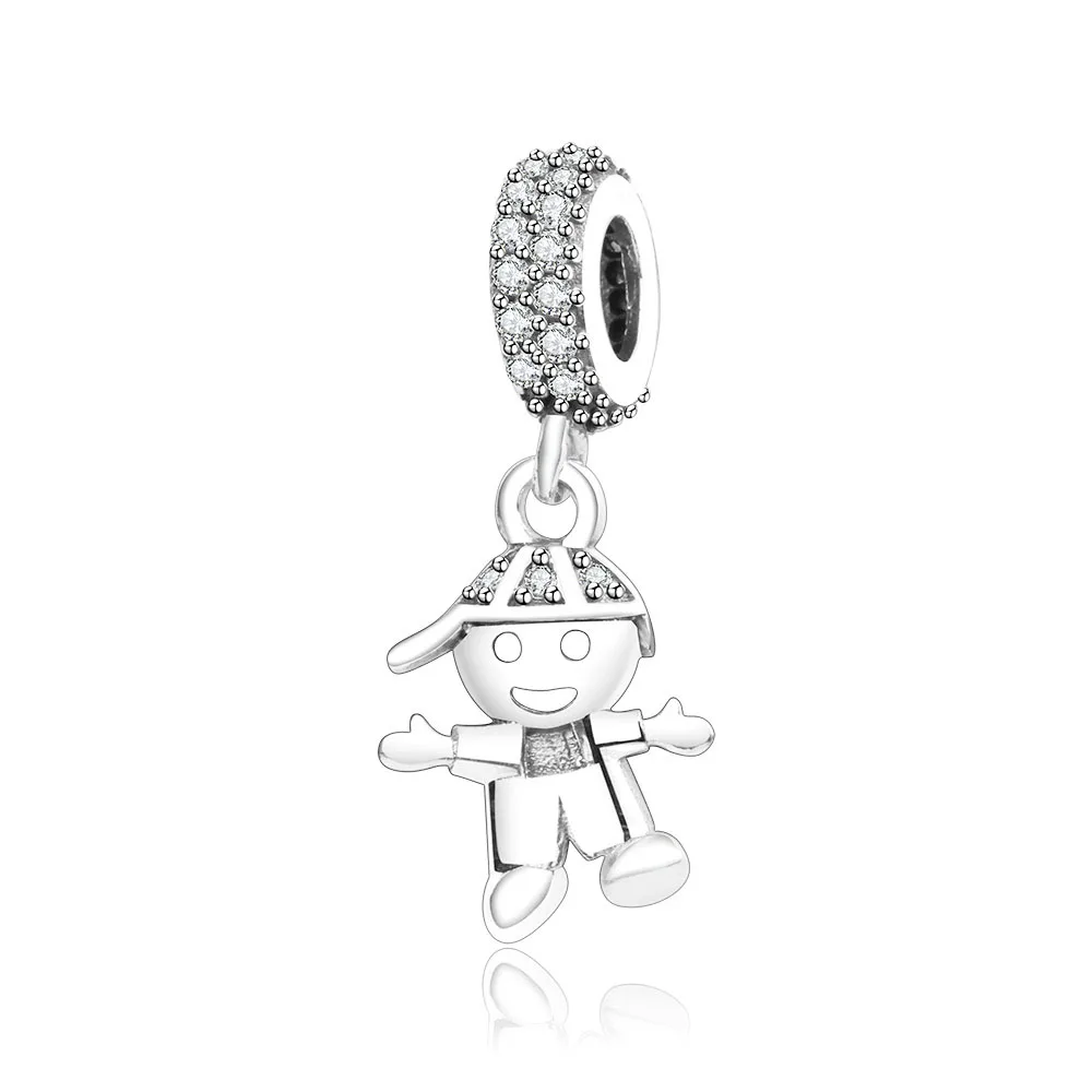 Подходит браслет Pandora Подвески из стерлингового серебра 925 пробы мальчик талисман для девушки Подвеска-бусы DIY ювелирных изделий дизайн Berloque - Цвет: boy