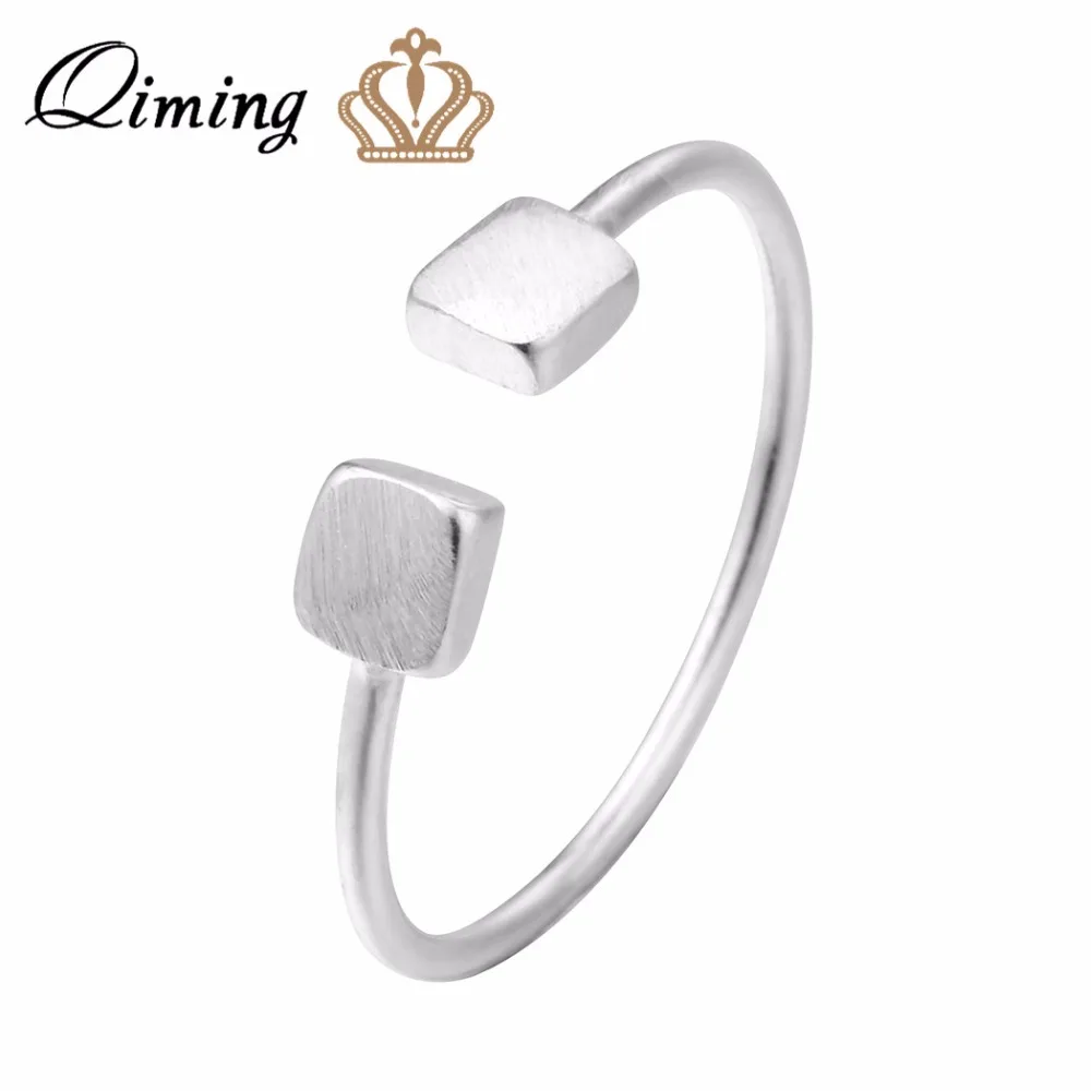 

QIMING Square Geometric Rings For Women Vintage Adjustable Knuckle Finger Ring Simple Minimalism Jewelry Girls Bague