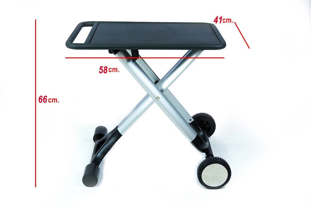  Portable Foldable BBQ Stand Cart Outdoor Table Trolley with two Wheels for Portable Grill Outdoor C