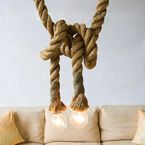 

American style hemp rope pendant light personalized bar table lamps nostalgic vintage clothes lighting