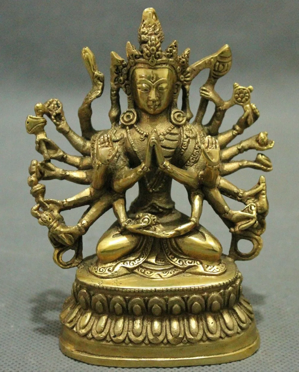 

Tibet Brass Buddhism 1000 Arms Avalokitesvara Kwan-yin GuanYin Buddha Statue Set