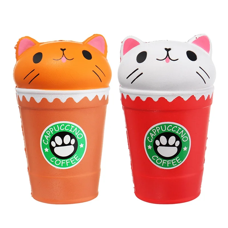 Jumbo 14 см милый мягкий Jumbo Кофе Кубок кошка приколы, розыгрышки игрушка анти-strss Пасхальный подарок squsihy игрушки медленно поднимающийся плечевой ремень